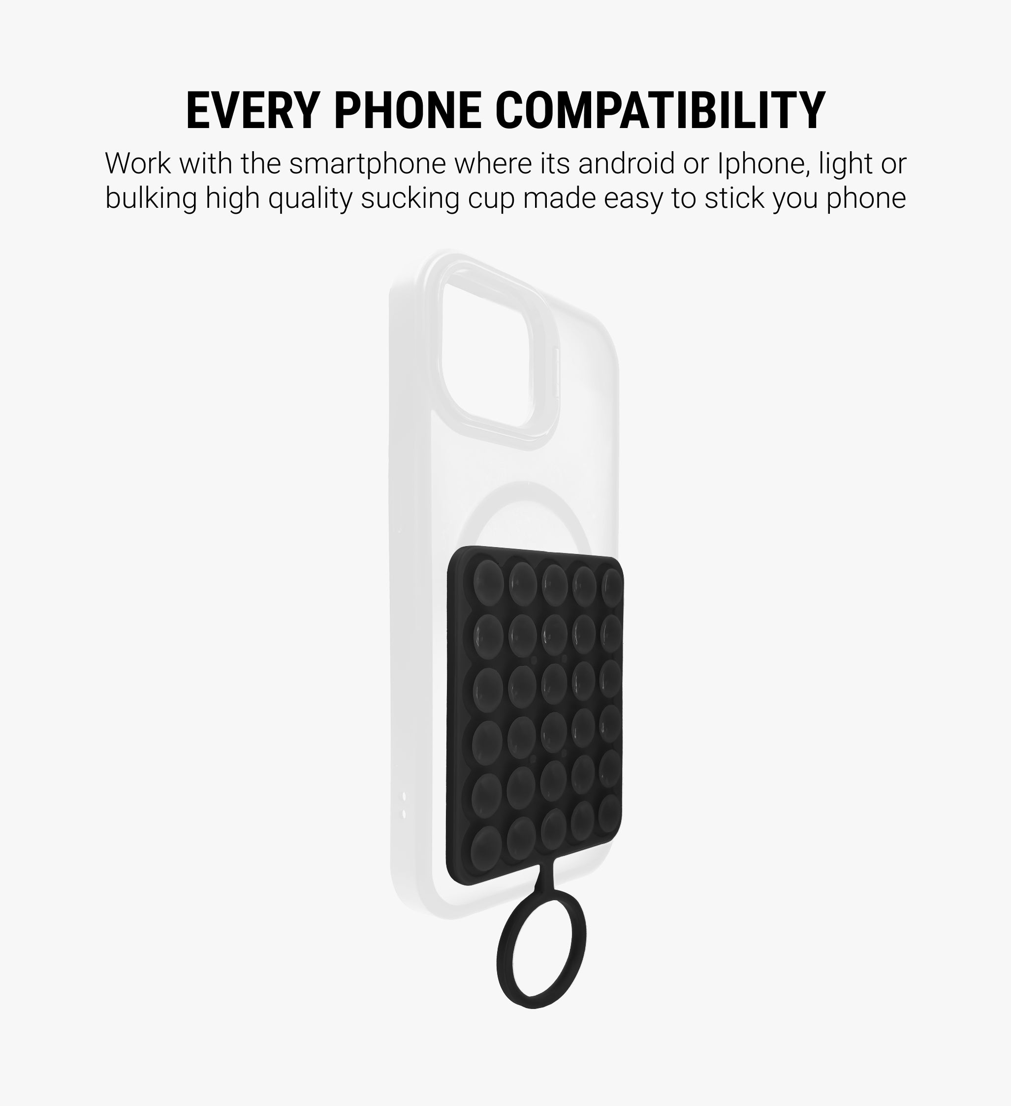 Double-Sided with Ring Silicone Suction Cup Phone Holder - Black