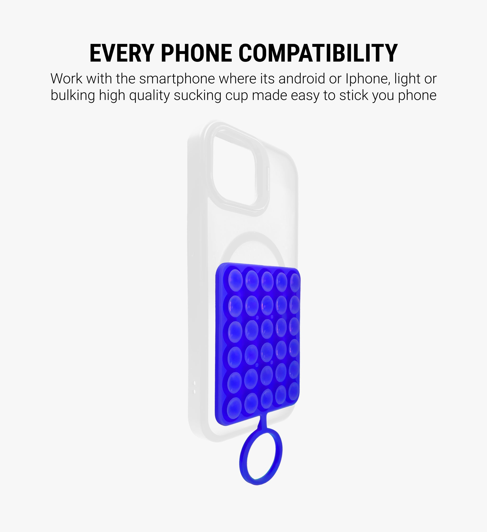 Double-Sided with Ring Silicone Suction Cup Phone Holder - Deep Blue
