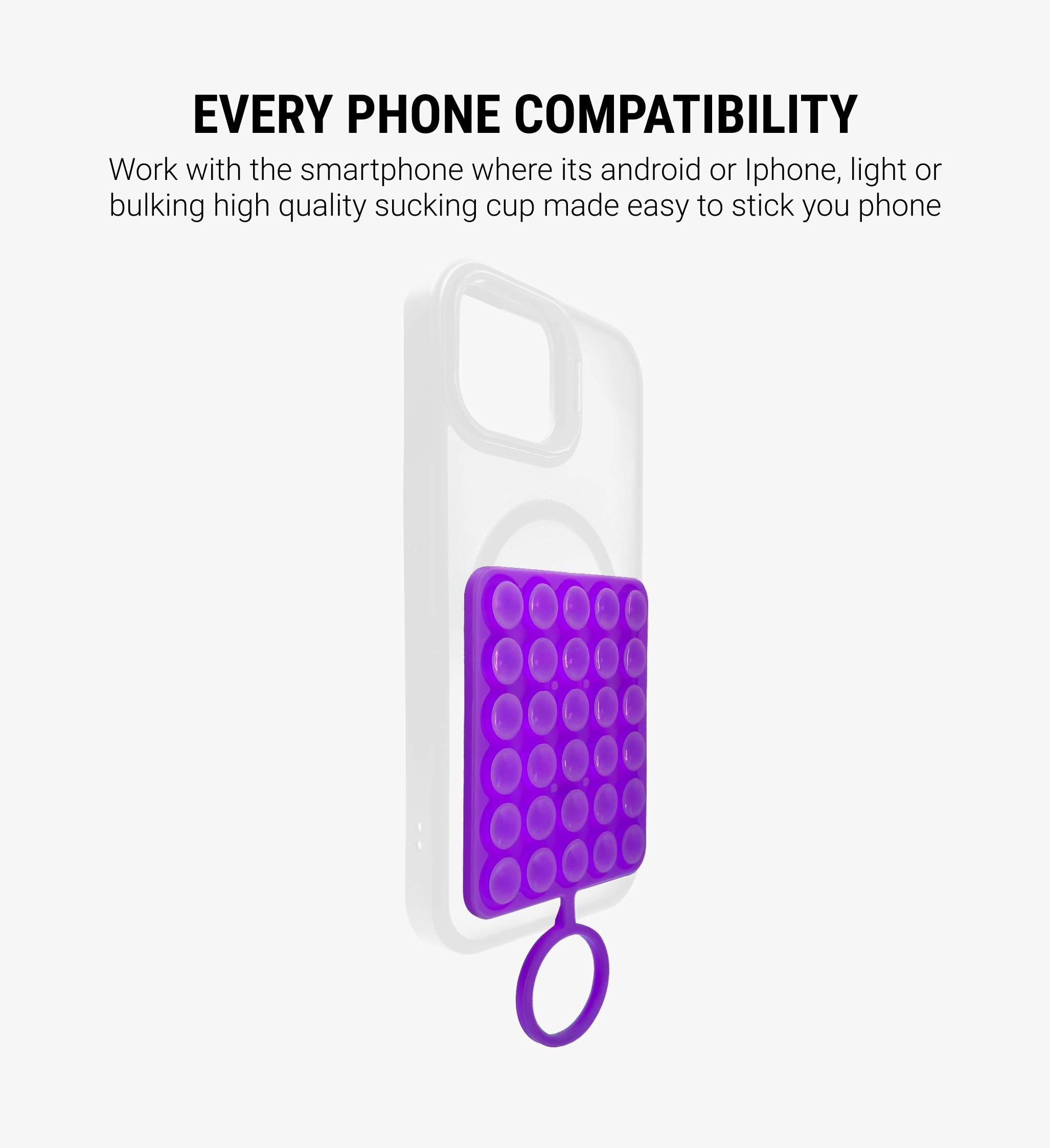Double-Sided with Ring Silicone Suction Cup Phone Holder - Purple