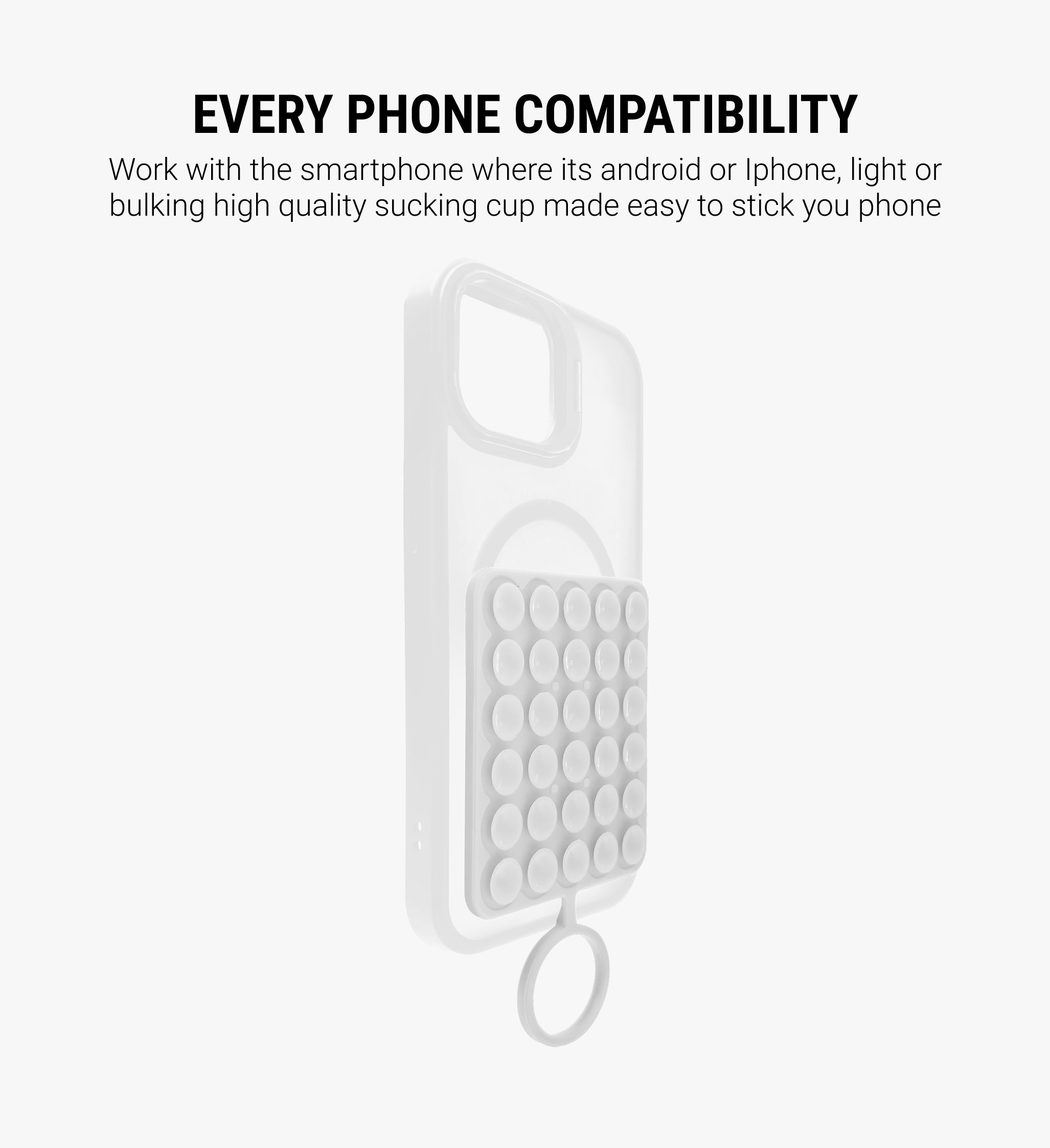 Double-Sided with Ring Silicone Suction Cup Phone Holder - White