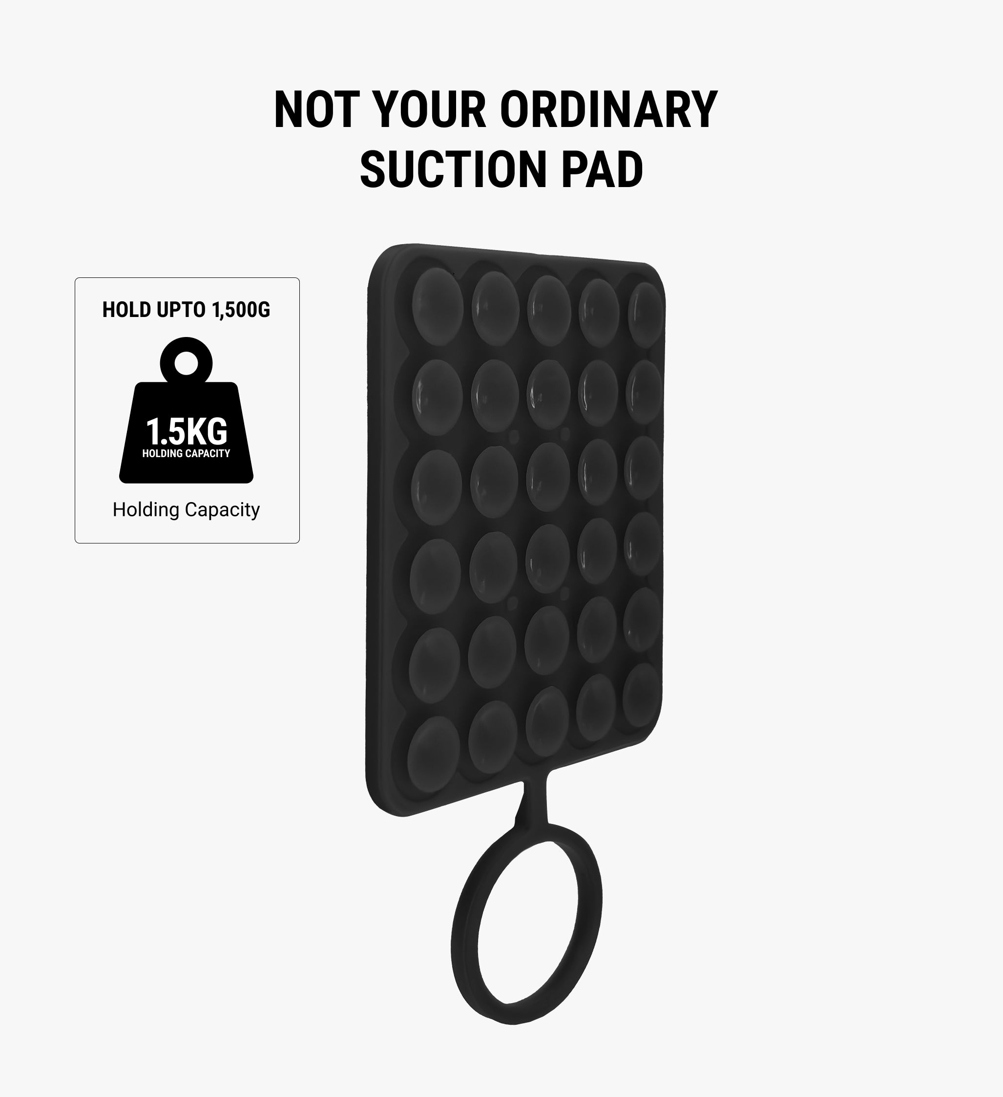 Double-Sided with Ring Silicone Suction Cup Phone Holder - Black