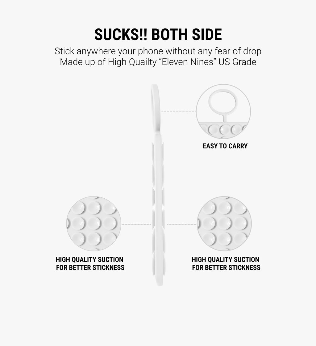 Double-Sided with Ring Silicone Suction Cup Phone Holder - White